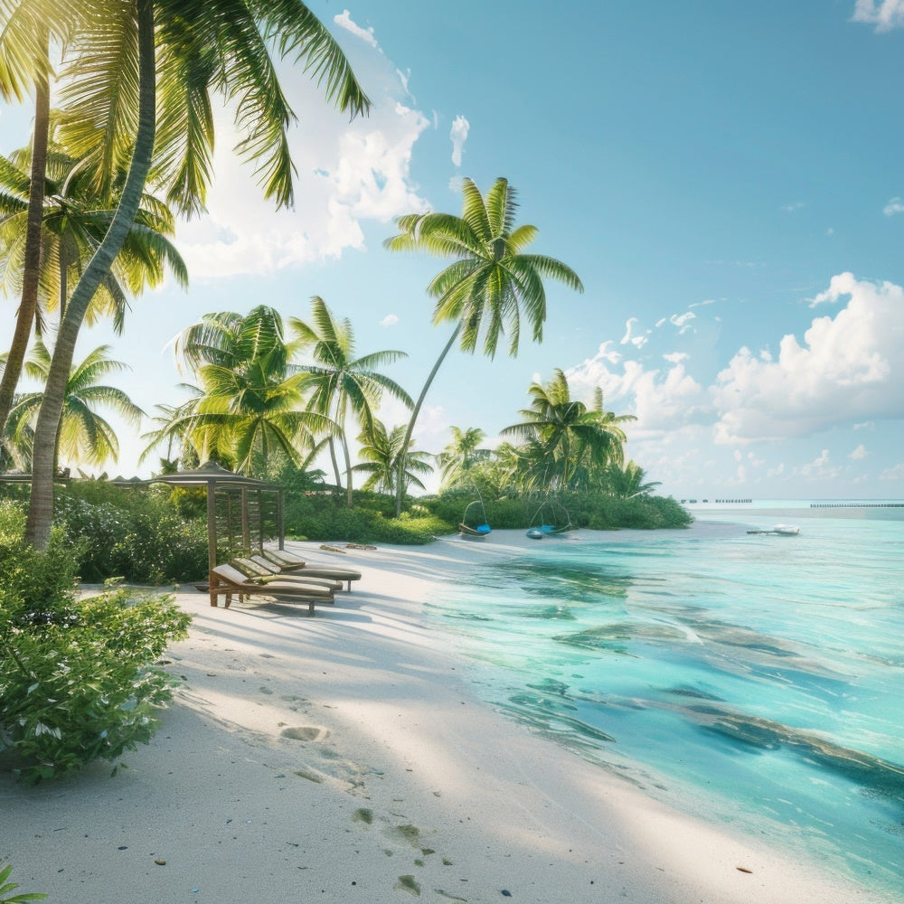 Beach Backdrop Photography Beach Resort Paradise Summer Backdrop UK CJJ3-236