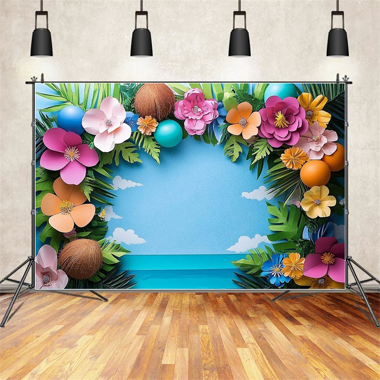 Summer Photo Backdrop Tropic Bloom Frame Backdrop UK CJJ3-245