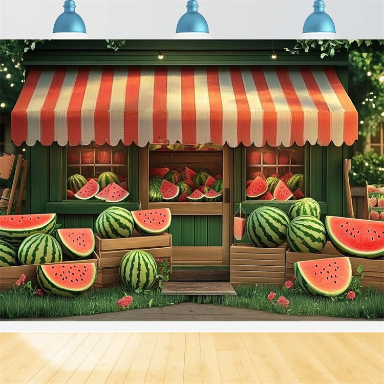 Watermelon Photo Backdrop Rustic Watermelon Shop Summer Backdrop UK CJJ3-246