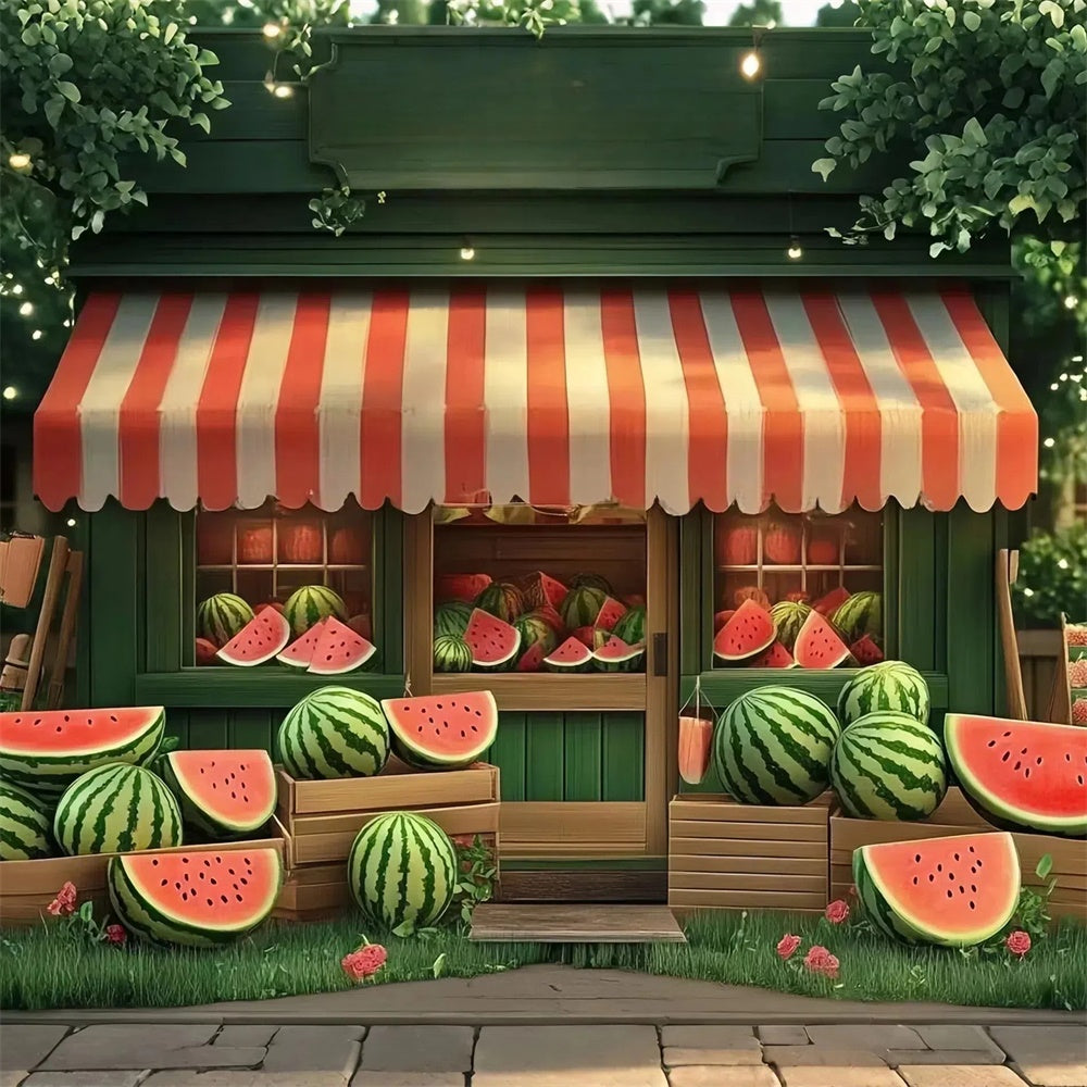Watermelon Photo Backdrop Rustic Watermelon Shop Summer Backdrop UK CJJ3-246