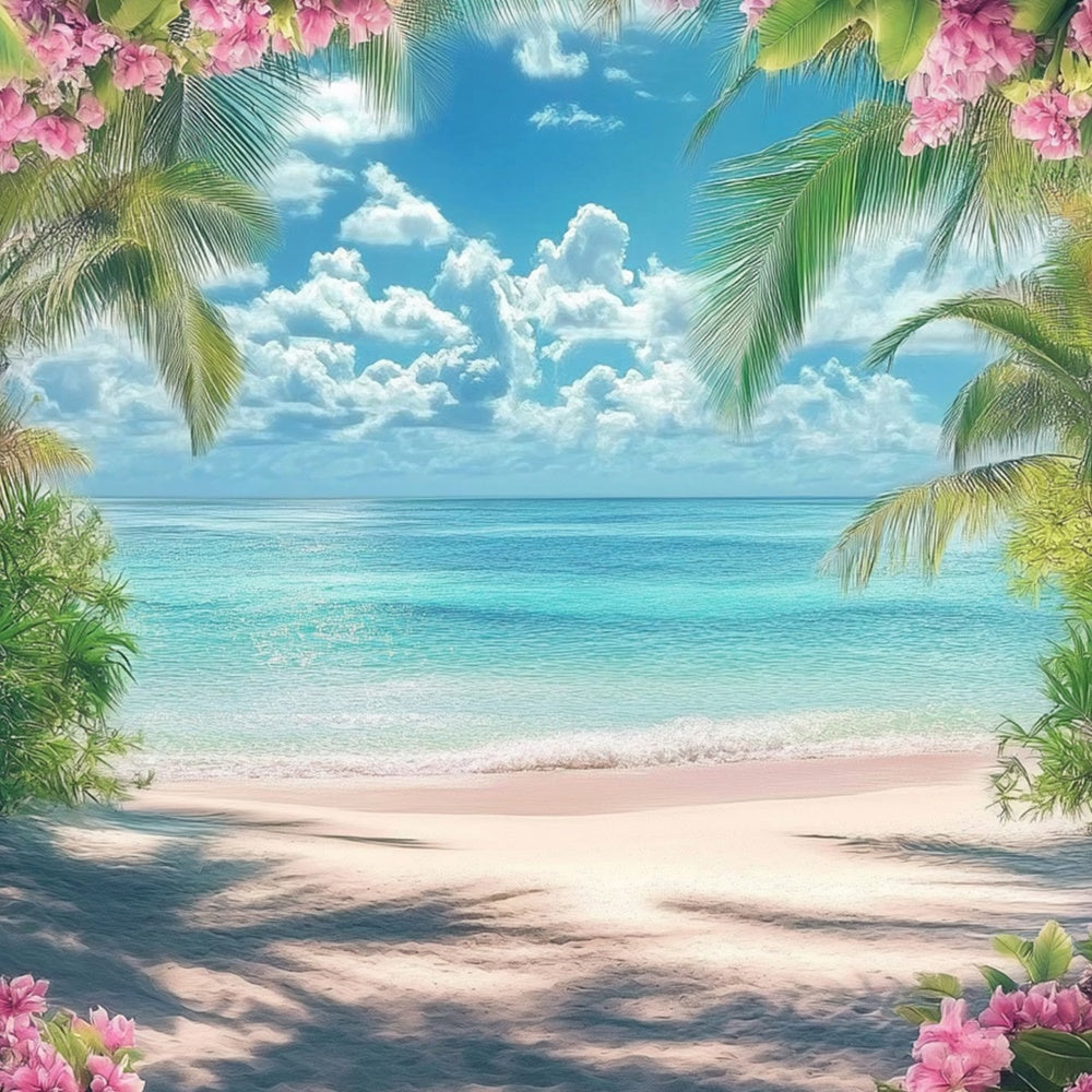 Beach Backdrop Pink Flower Ocean Dream Summer Backdrop UK CJJ3-248