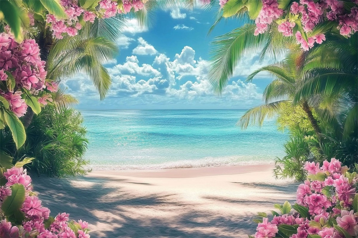 Beach Backdrop Pink Flower Ocean Dream Summer Backdrop UK CJJ3-248