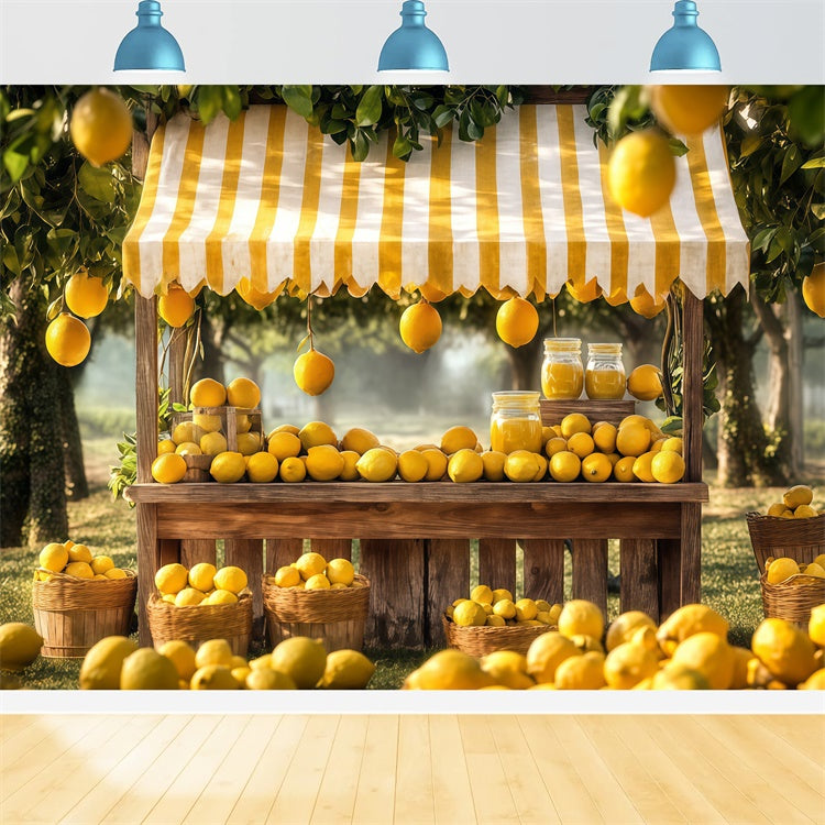 Lemon Backdrop Striped Awning Lemons Summer Backdrop UK CJJ3-254