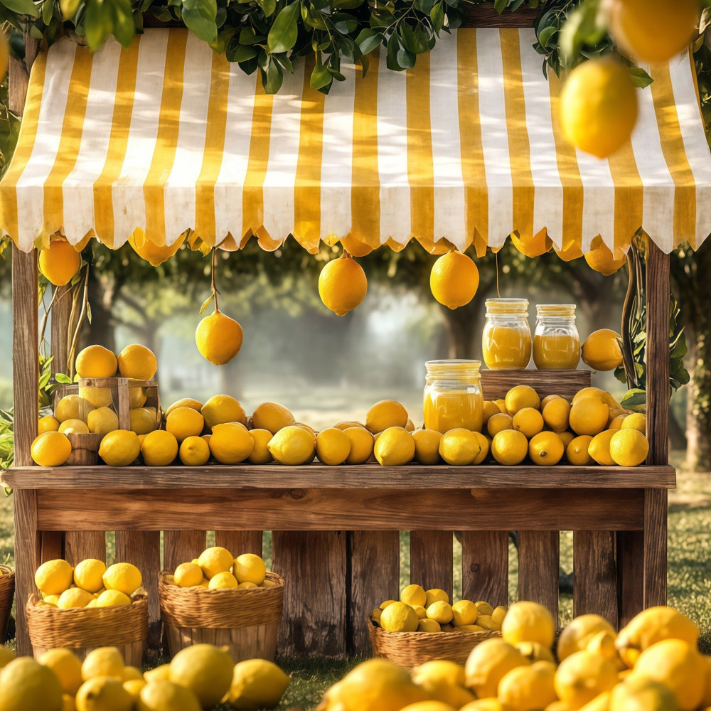Lemon Backdrop Striped Awning Lemons Summer Backdrop UK CJJ3-254