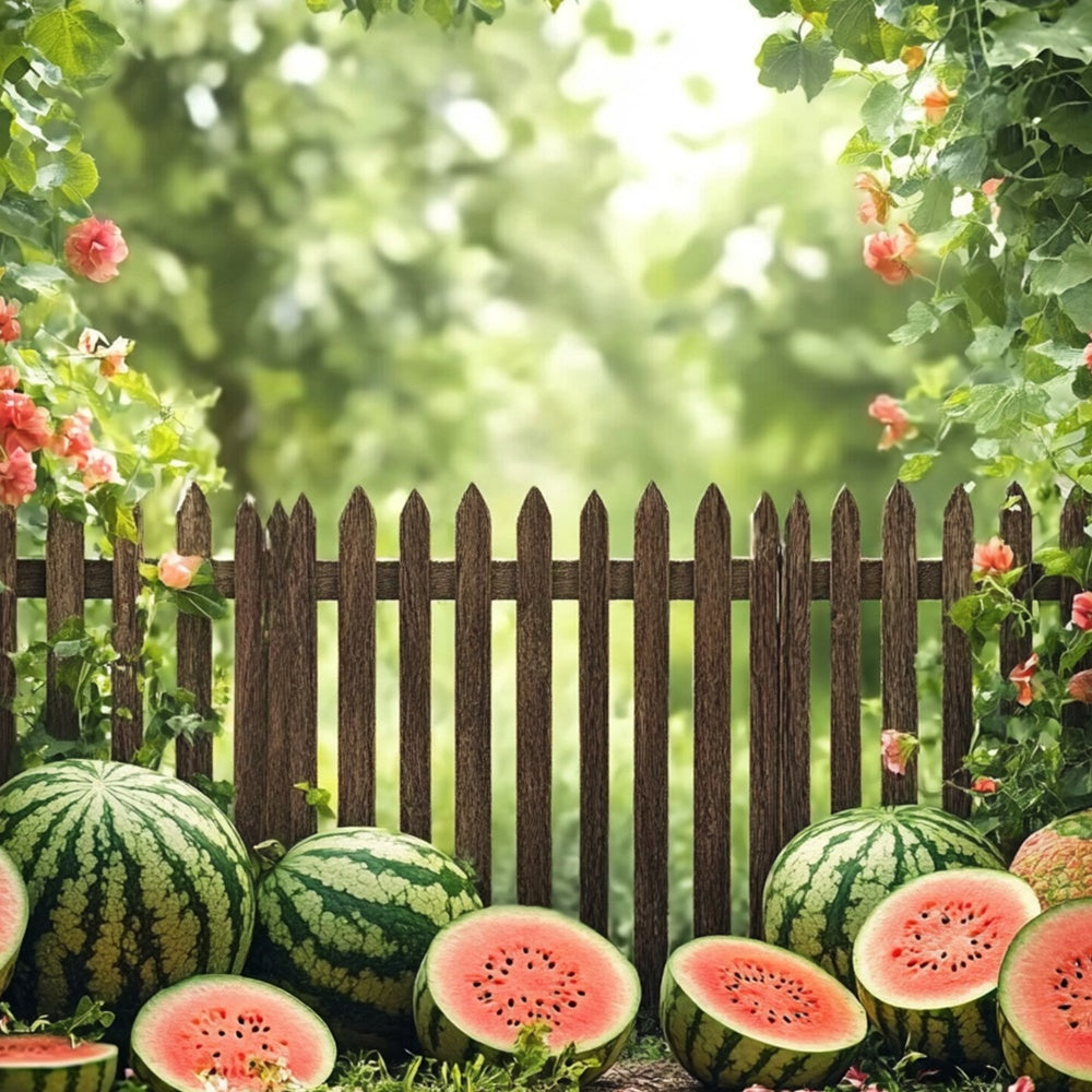 Watermelon Photography Backdrop Garden Fence Watermelon Summer Backdrop UK CJJ3-256