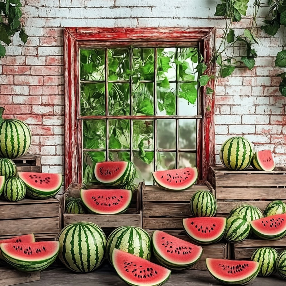 Watermelon Photo Backdrop Garden Window Watermelon Summer Backdrop UK CJJ3-264