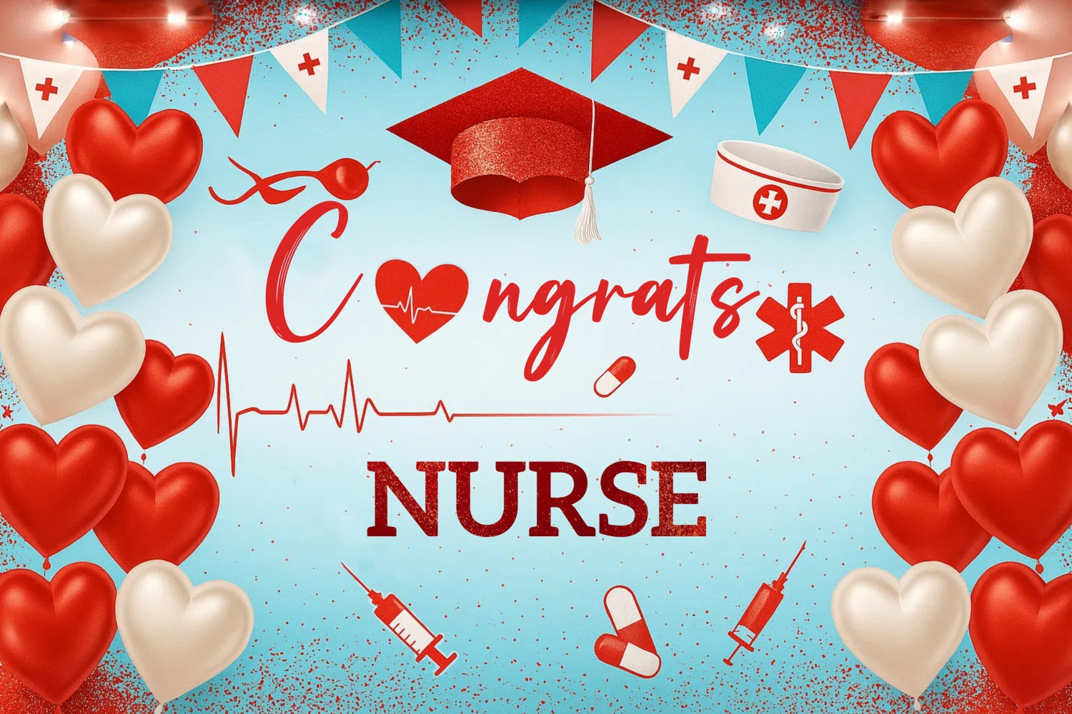 Graduation Backdrop Heart Balloon Party Graduation Backdrop UK CJJ3-270