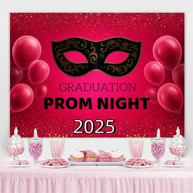 Prom 2025 Backdrop Glitter Mask Balloon Party Graduation Backdrop UK CJJ3-272