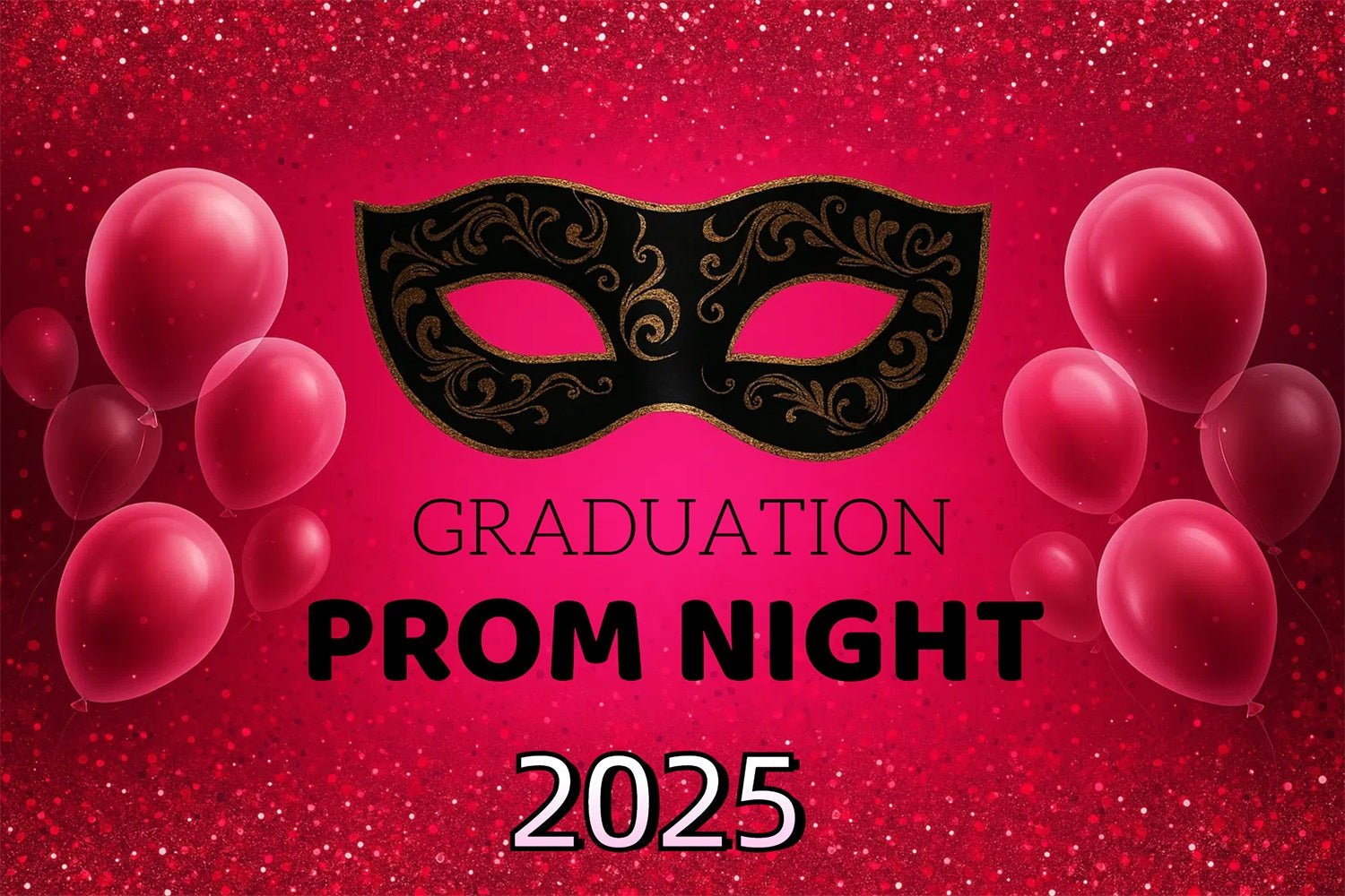 Prom 2025 Backdrop Glitter Mask Balloon Party Graduation Backdrop UK CJJ3-272