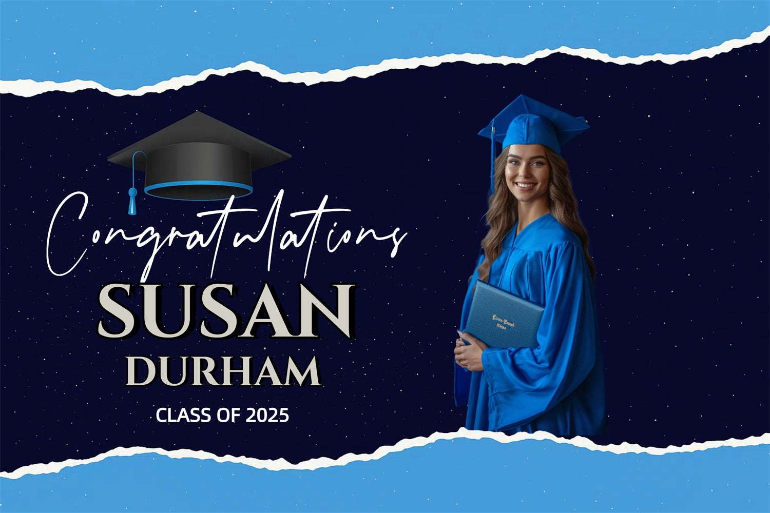 Blue Graduation Backdrop Starry Night Personalized Party Graduation Backdrop UK CJJ3-280