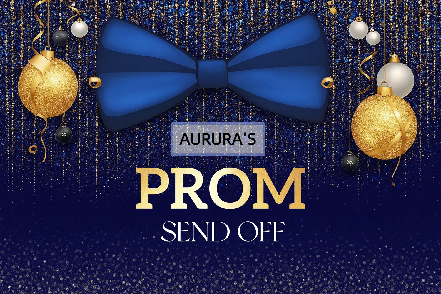 Prom Photo Backdrop Blue Gold Sparkle Customized Party Graduation Backdrop UK CJJ3-284