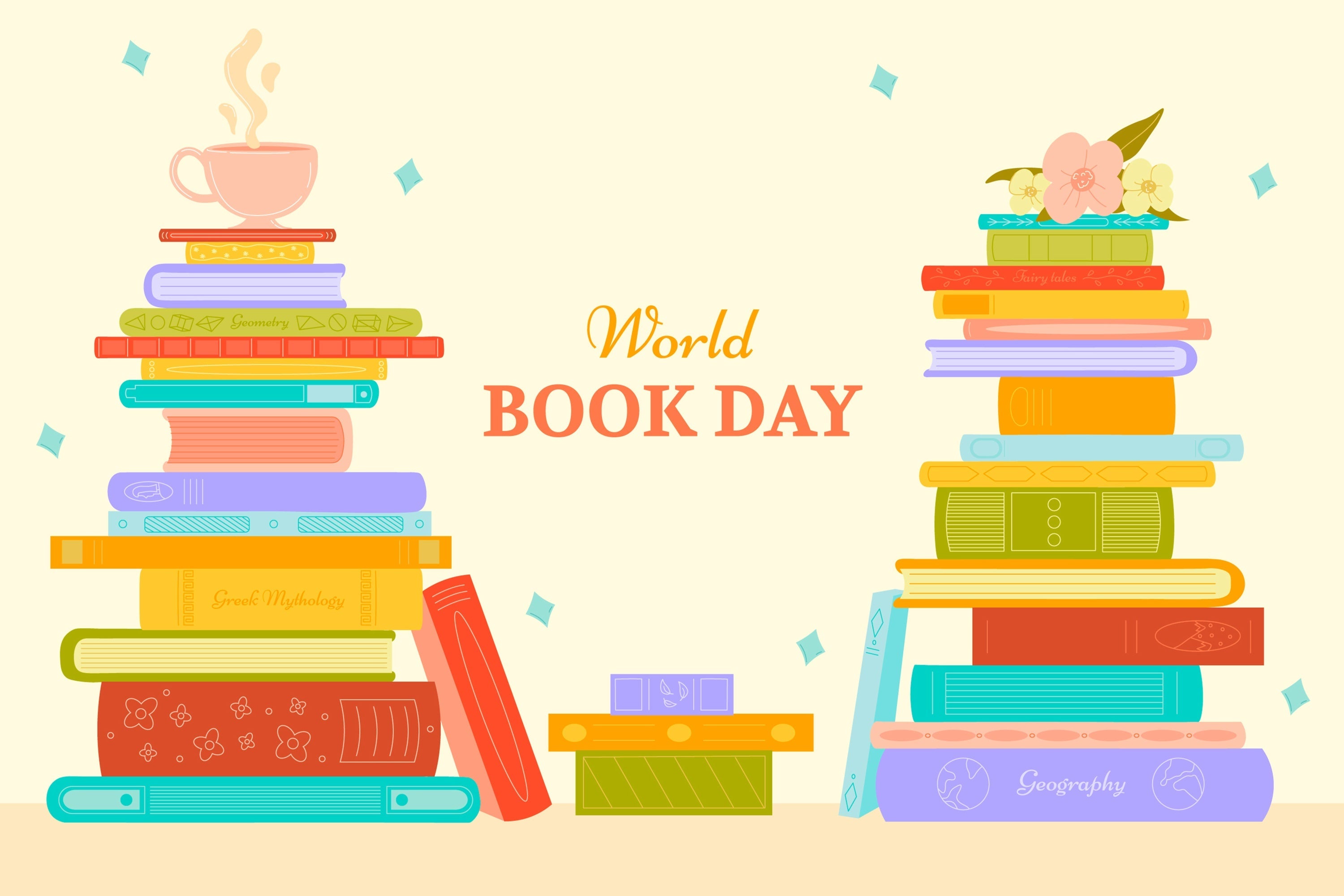 World Book Day Backdrop Colorful Stacked Books Backdrop UK CJJ3-46