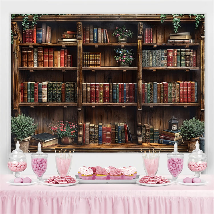 World Book Day Backdrop Antique Study Bookshelf Backdrop UK CJJ3-49