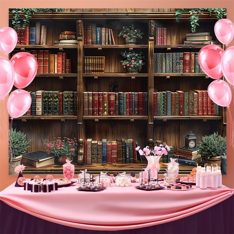 World Book Day Backdrop Antique Study Bookshelf Backdrop UK CJJ3-49