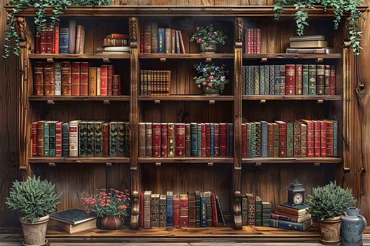 World Book Day Backdrop Antique Study Bookshelf Backdrop UK CJJ3-49
