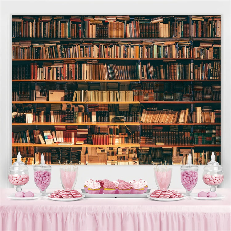 World Book Day Backdrop Vintage Library Bookshelf Backdrop UK CJJ3-55