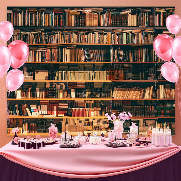 World Book Day Backdrop Vintage Library Bookshelf Backdrop UK CJJ3-55