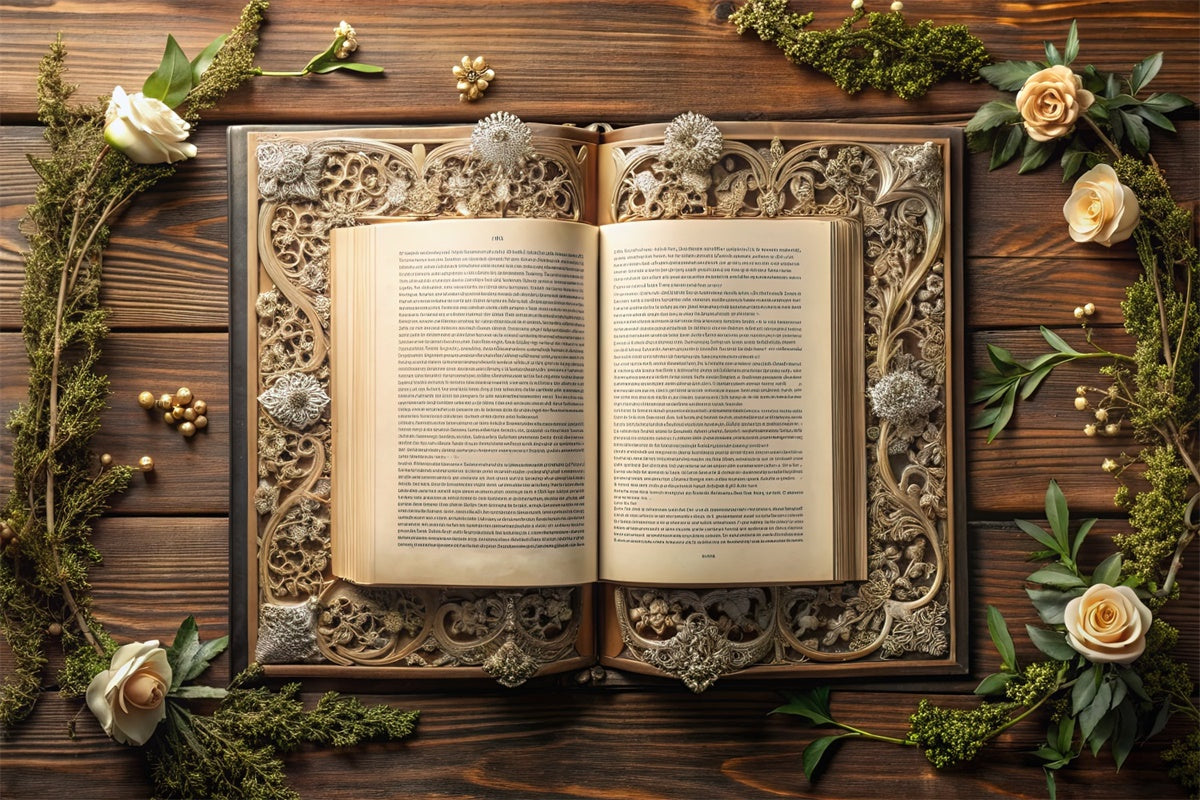 World Book Day Backdrop Floral Ornate Book Backdrop UK CJJ3-62