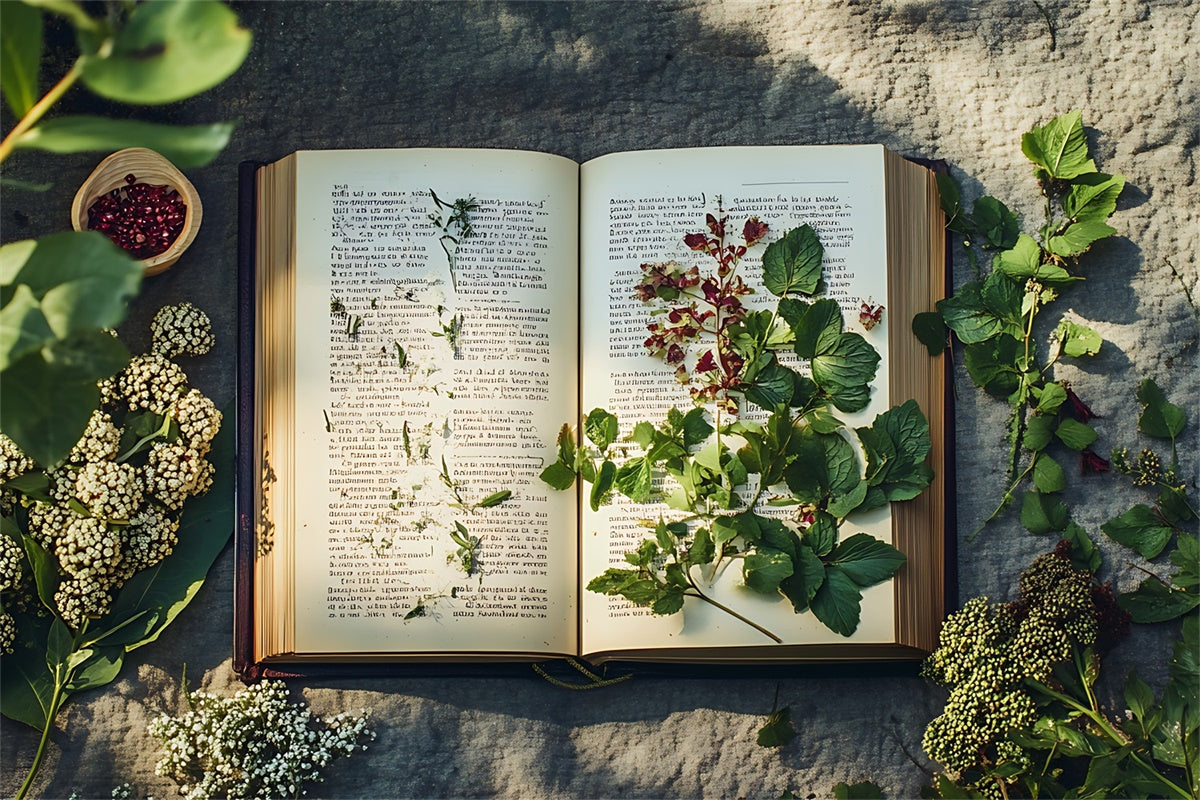 World Book Day Backdrop Botanical Open Book Nature Backdrop UK CJJ3-63
