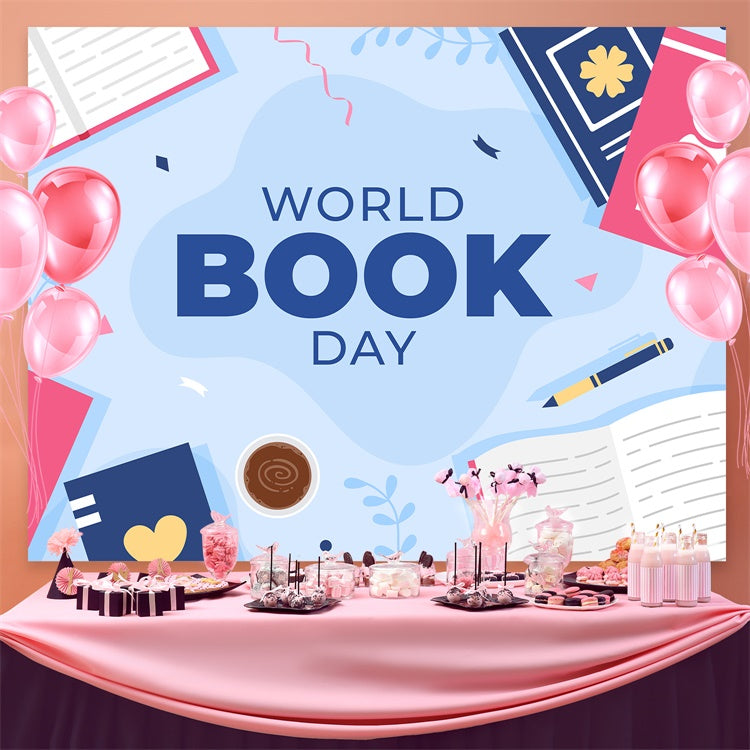World Book Day Backdrop Elegant Books Coffee Backdrop UK CJJ3-68