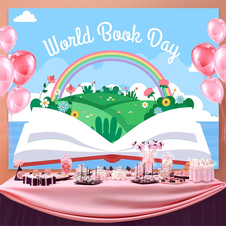 World Book Day Backdrop Colorful Rainbow Book Backdrop UK CJJ3-69