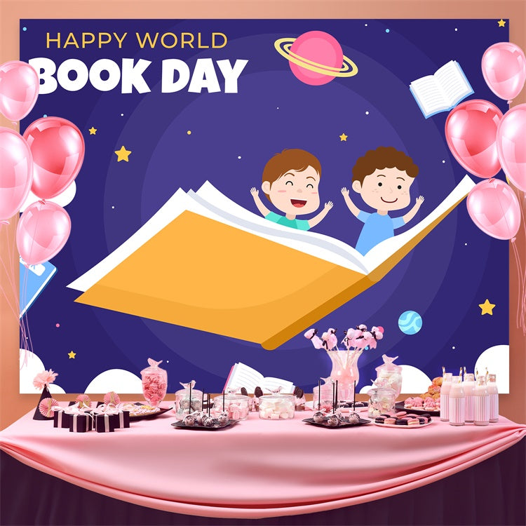 World Book Day Backdrop Flying Storybook Galaxy Backdrop UK CJJ3-70