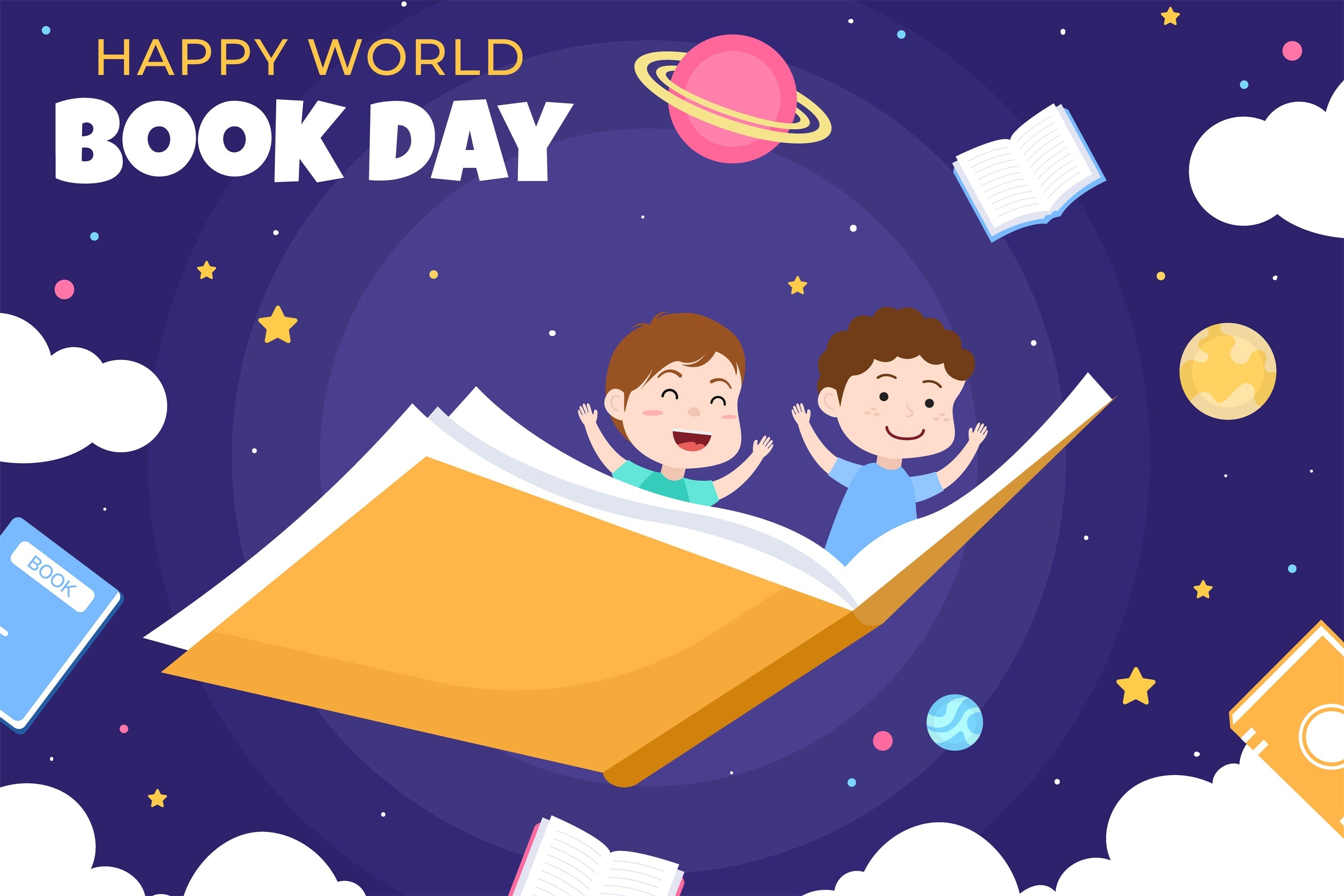 World Book Day Backdrop Flying Storybook Galaxy Backdrop UK CJJ3-70