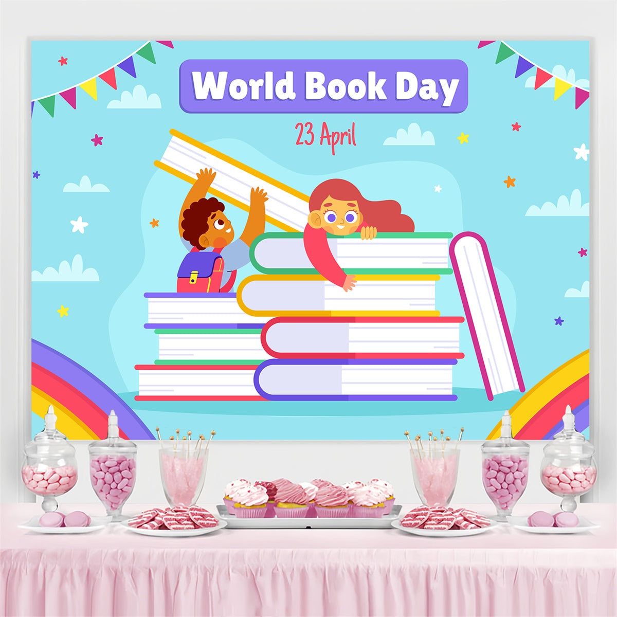 World Book Day Backdrop Fantasy Book Mountain Kids Backdrop UK CJJ3-73