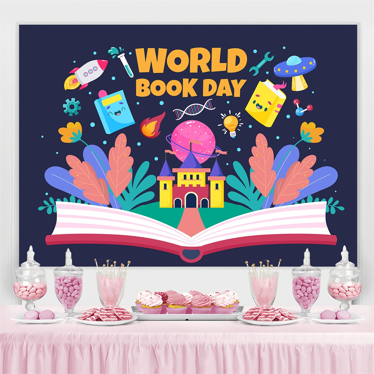 World Book Day Backdrop Fantasy Knowledge Wonderland Backdrop UK CJJ3-74
