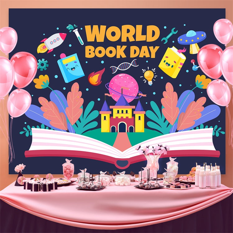 World Book Day Backdrop Fantasy Knowledge Wonderland Backdrop UK CJJ3-74