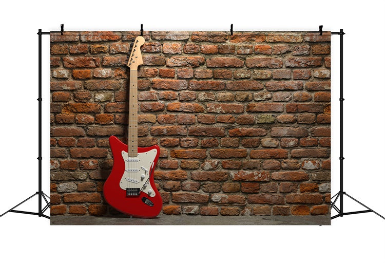 Brick Wall Photo Backdrop Red Electric Guitar Brick Backdrop UK CJJ3-8