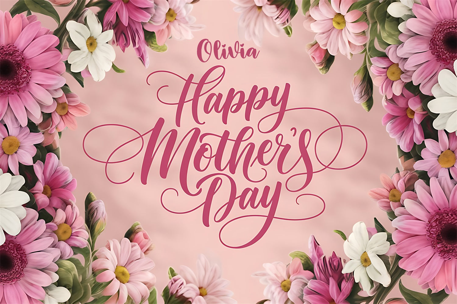 Mother's Day Backdrop Pink Daisy Bloom Personalized Backdrop UK CJJ3-84