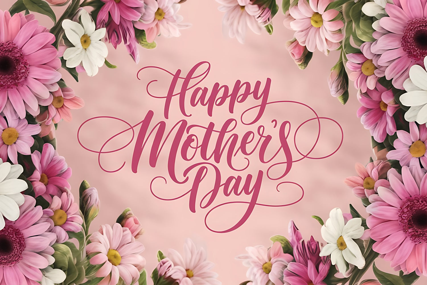 Mother's Day Backdrop Pink Daisy Bloom Personalized Backdrop UK CJJ3-84
