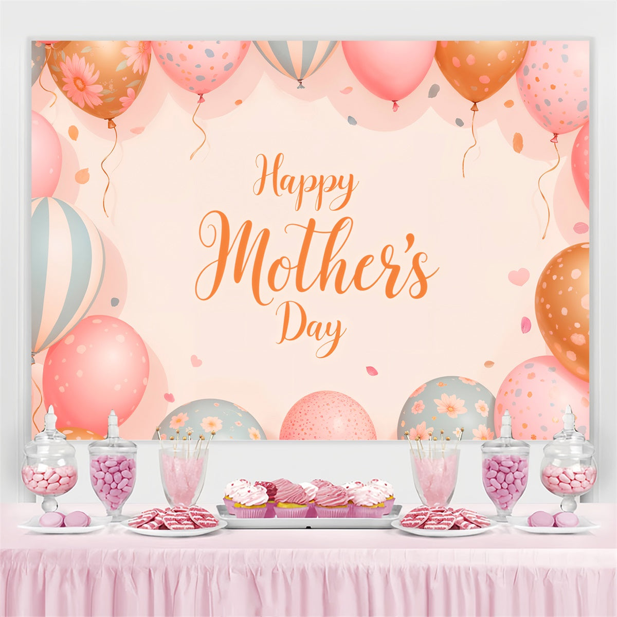 Mothers Day Backdrops Vintage Pastel Balloon Customized Backdrop UK CJJ3-85