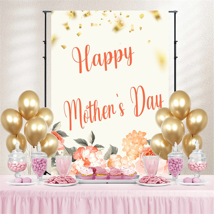 Mothers Day Photo Backdrop Golden Confetti Flower Custom Backdrop UK CJJ3-86