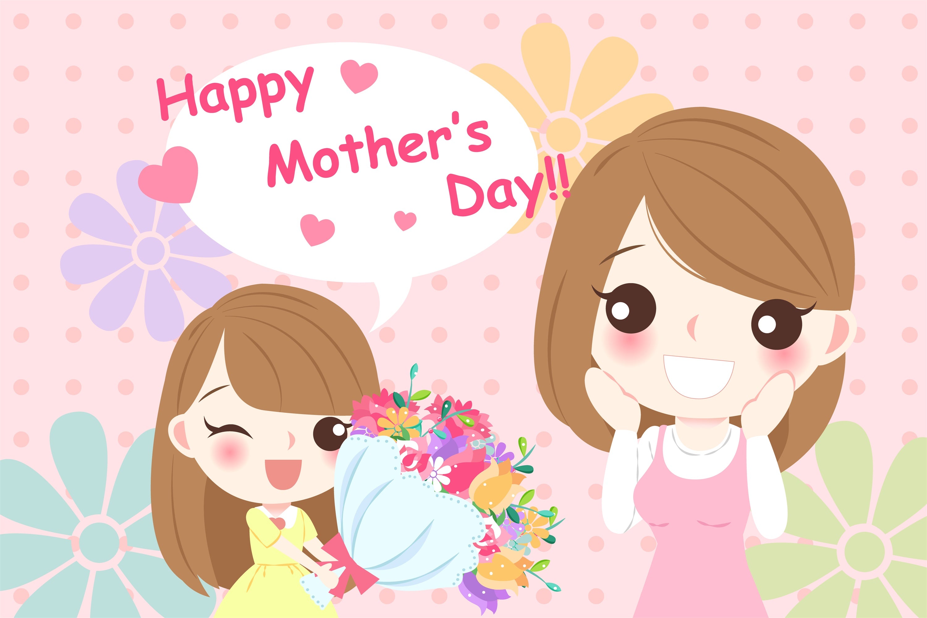 Mothers Day Photo Backdrop Flower Cartoon Pink Custom Backdrop UK CJJ3-90