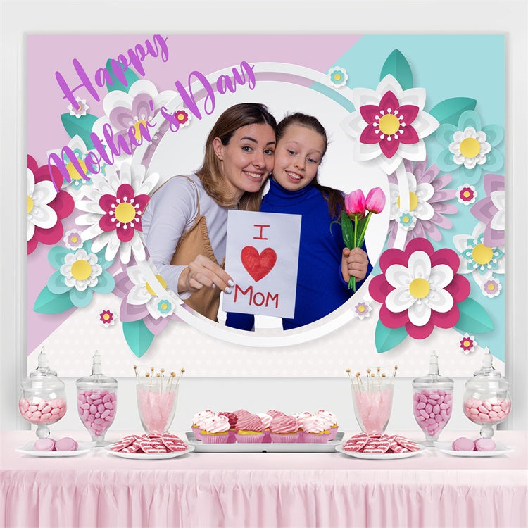 Backdrops For Mother's Day Colorful Floral Frame Custom Backdrop UK CJJ3-99