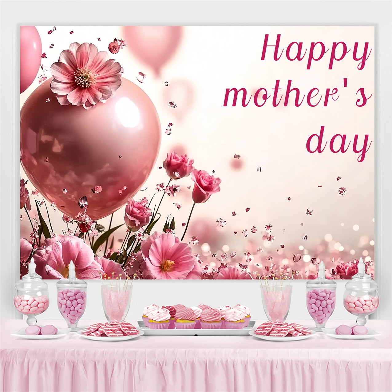 Mother's Day Backdrop Floral Balloon Delight Personalized Backdrop UK UK CSH-131
