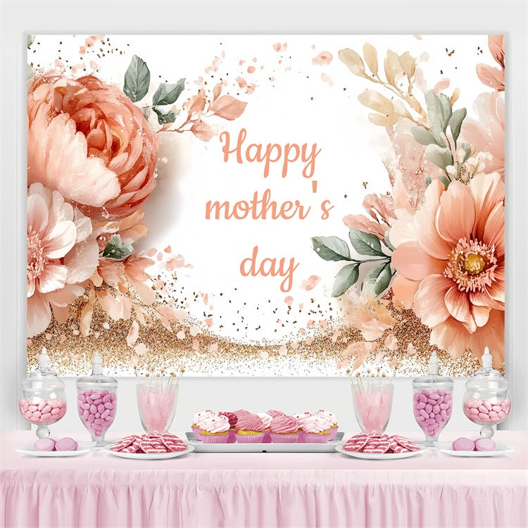 Mothers Day Backdrop Peach Floral Glow Custom Backdrop UK UK CSH-132