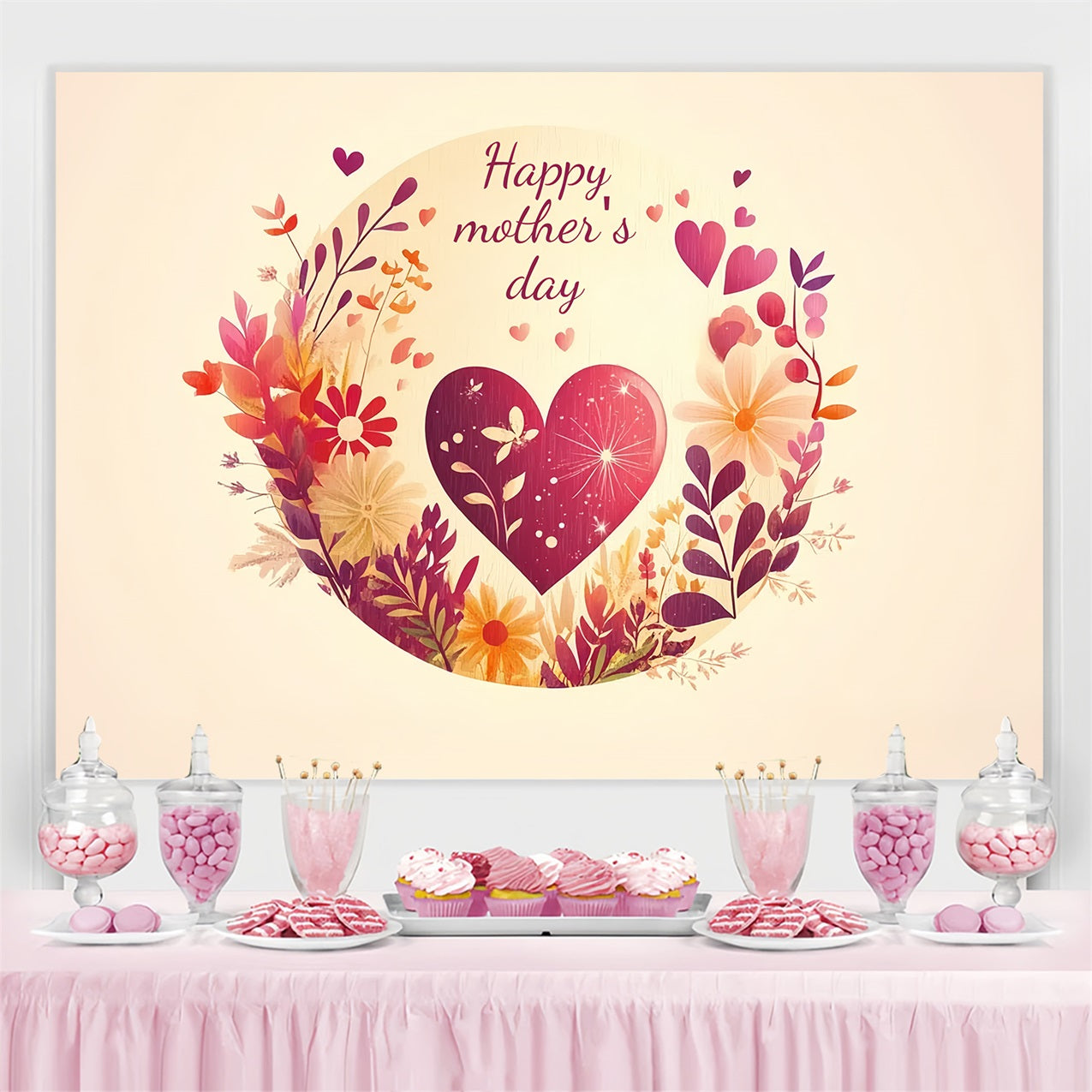 Mothers Day Photo Backdrop Warm Heart Floral Personalized Backdrop UK CSH-135