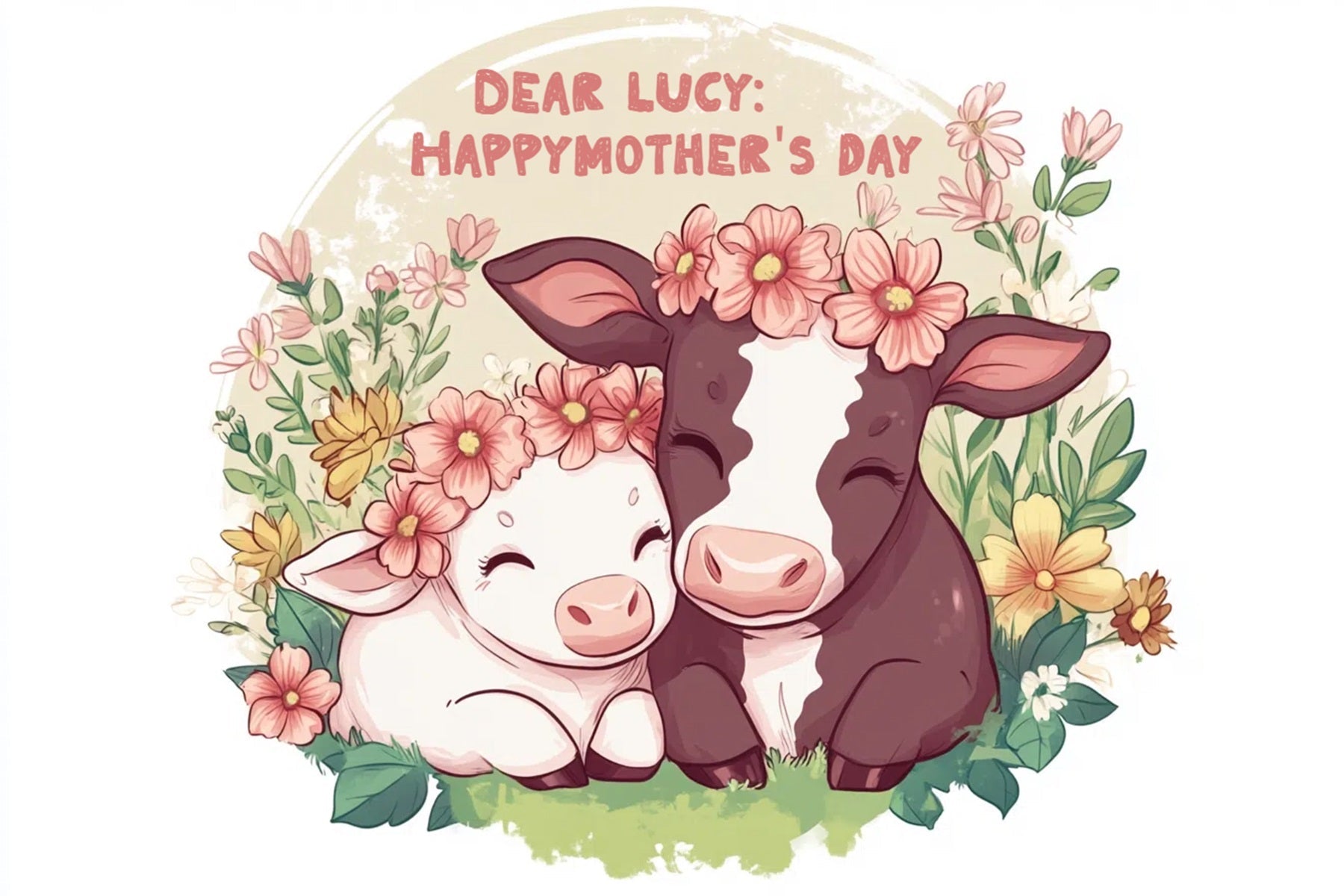 Mothers Day Backdrops Cows Floral Celebration Custom Backdrop UK CSH-136