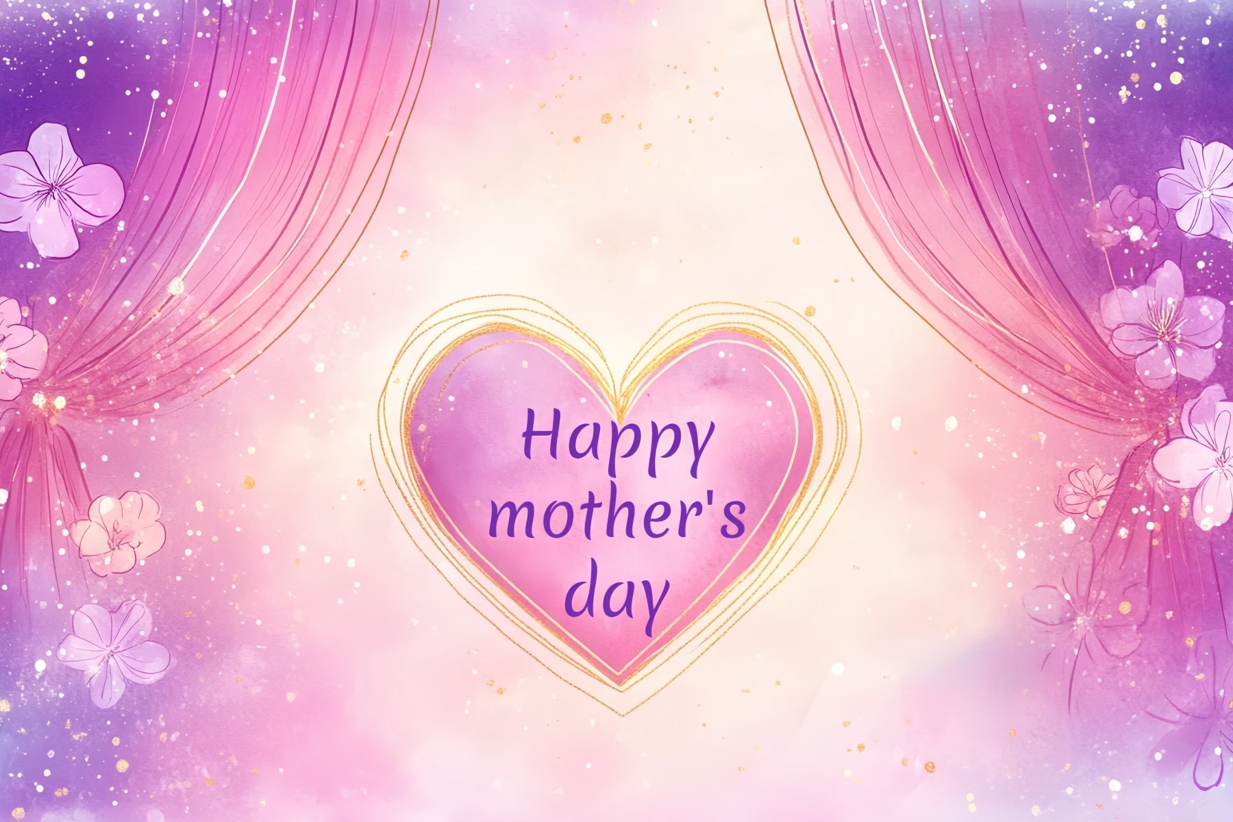 Mothers Day Photo Backdrop Purple Heart Glow Personalised Backdrop UK CSH-138
