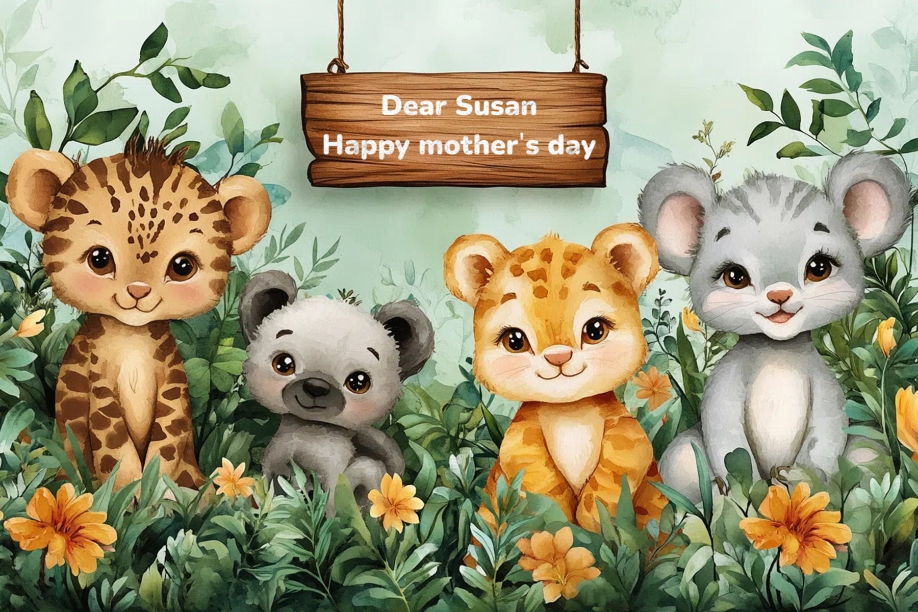 Backdrops For Mother's Day Jungle Friends Customized Backdrop UK CSH-141