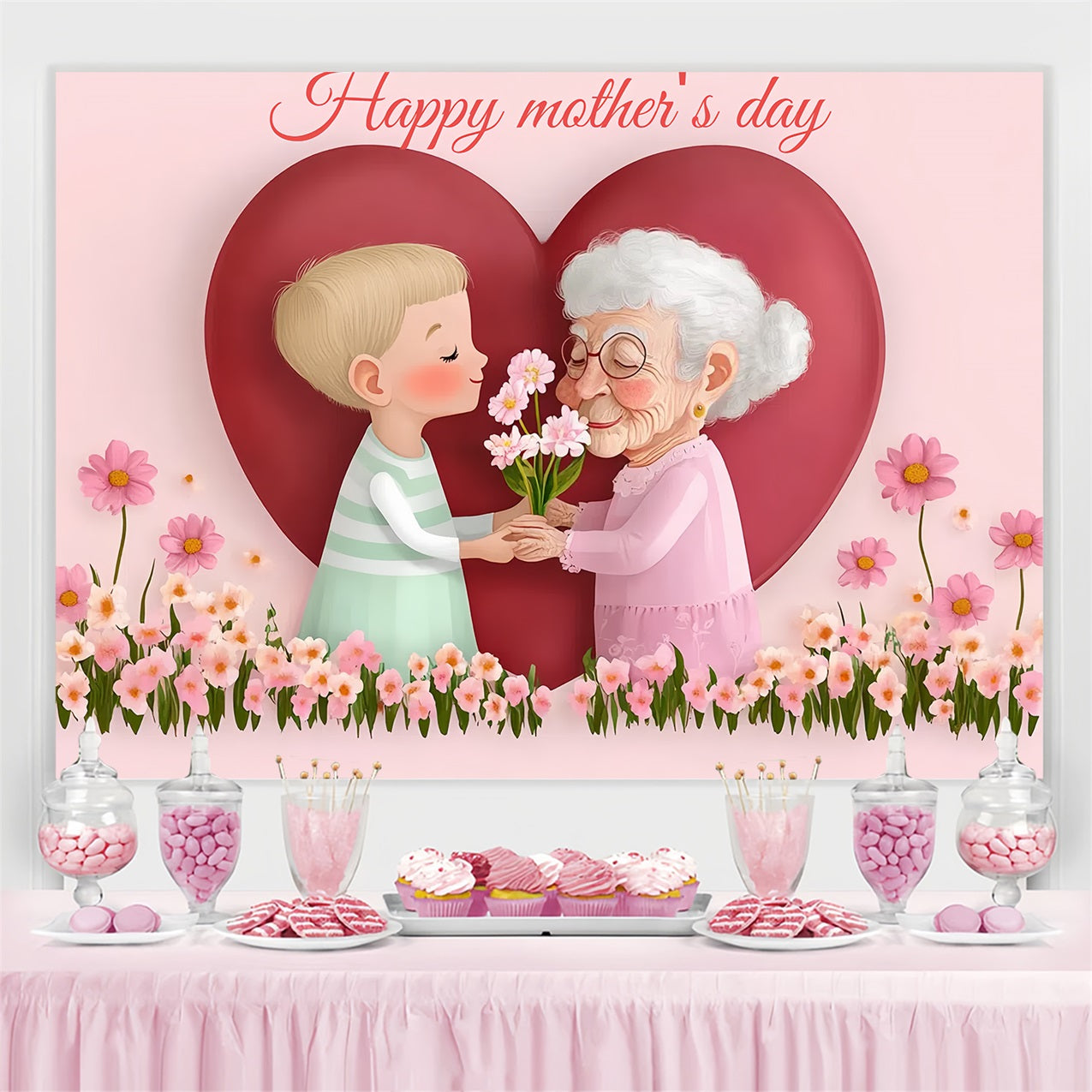 Backdrops For Mother's Day Love Sweet Gift Customized Backdrop UK CSH-145