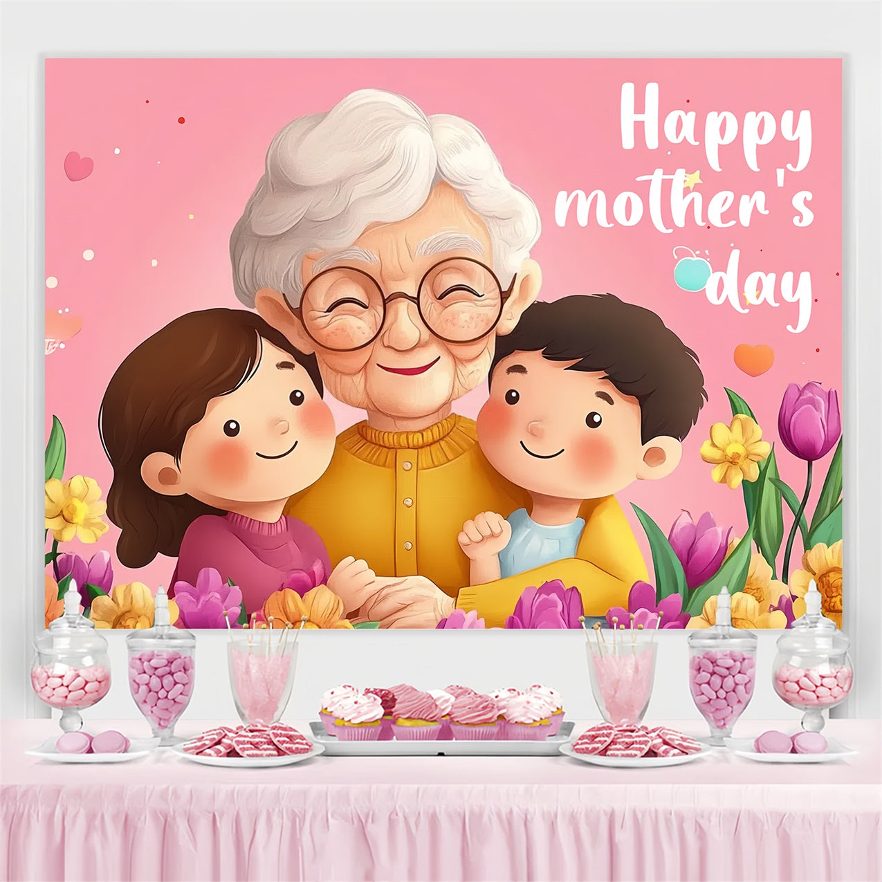 Mothers Day Photography Backdrops Warm Family Embrace Personalised Backdrop UK CSH-146