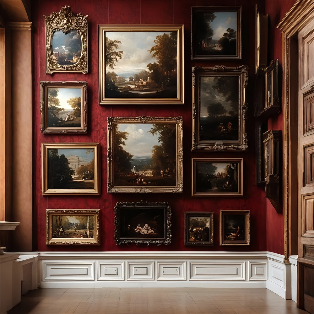 Red Wall Backdrop Vintage Framed Red Wall Backdrop UK CSH2-247