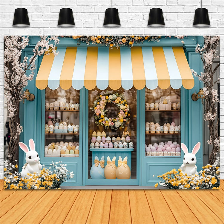 Easter Backdrop Cute Bunny Shopfront Pastel Egg Backdrop UK CSH2-36