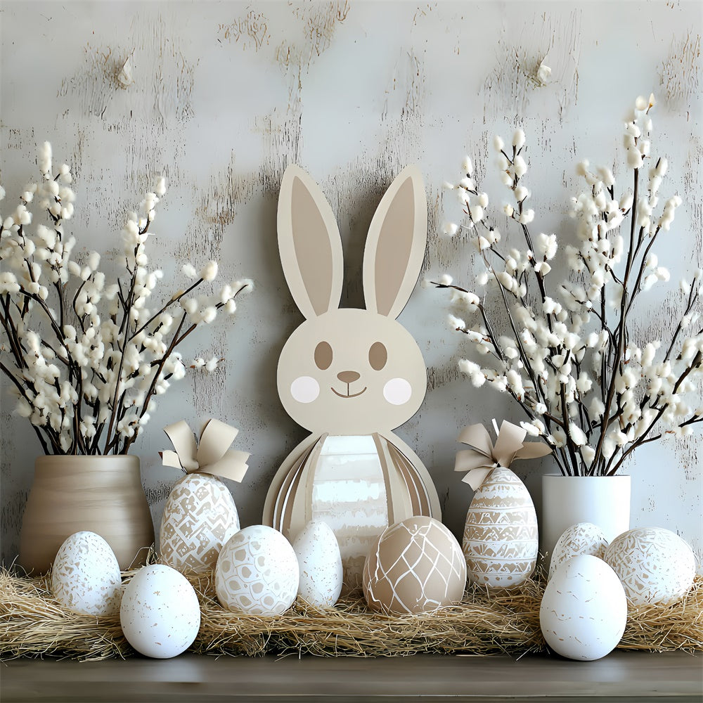 Easter Backdrops Whimsical Bunny Colorful Eggs Backdrop UK CSH2-54