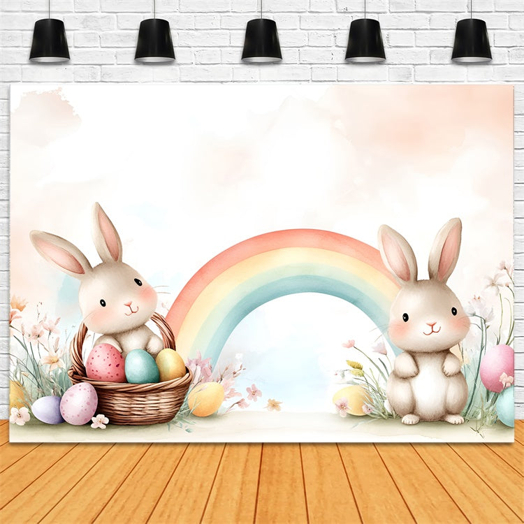 Easter Picture Backdrops Sweet Bunny Rainbow Delight Backdrop UK CSH2-77
