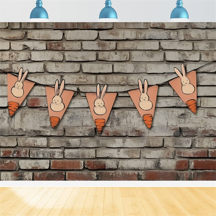 Easter Backdrop Vintage Brick Wall Bunny Carrot Backdrop UK CSH2-97